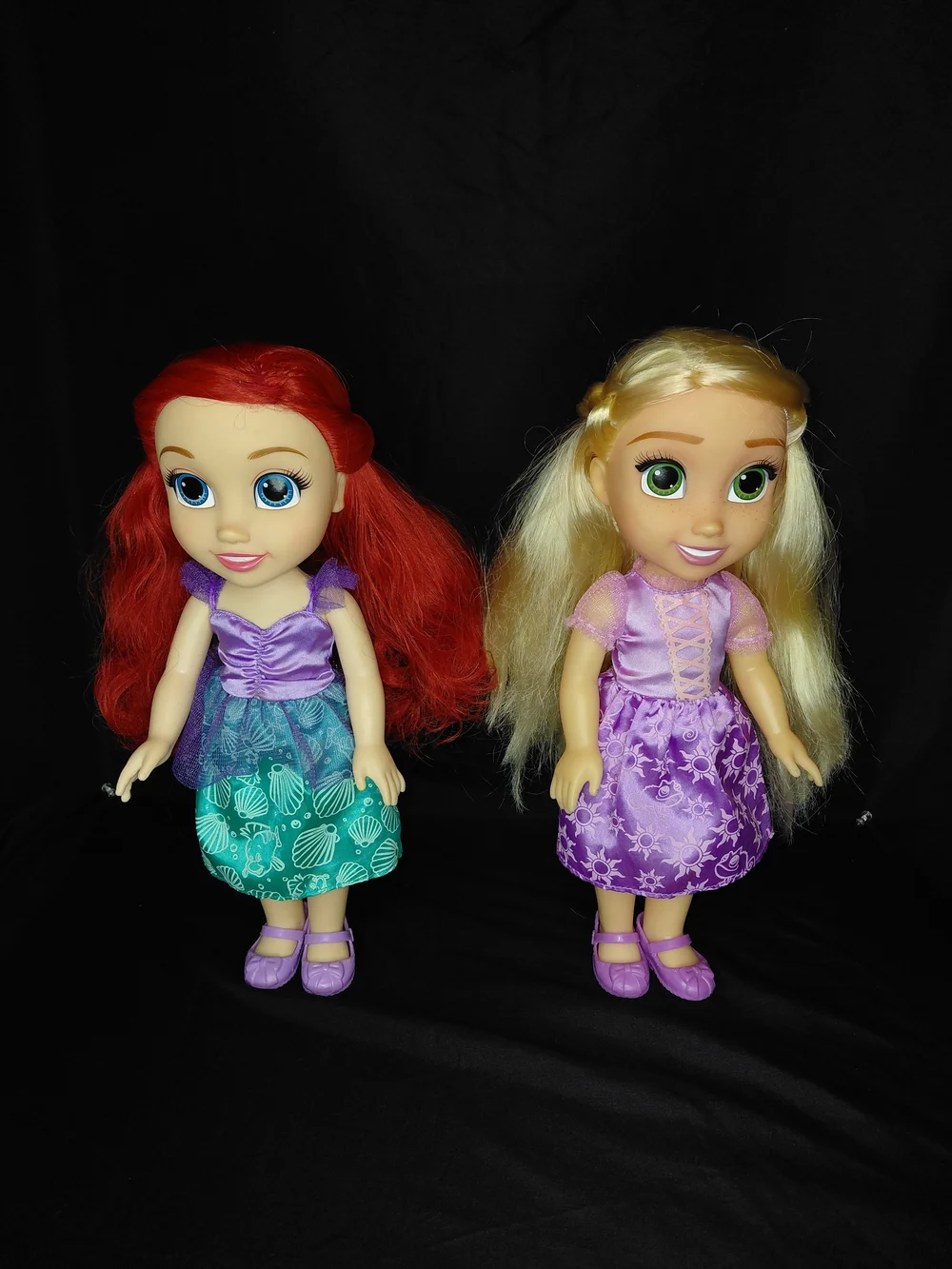 Disney Ariel Red & Rapunzel Blonde Purple Dress Dolls